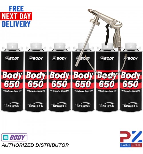 6x HB BODY 650 STONE CHIP WHITE 1KG WITH UNDERBODY COATING GUN